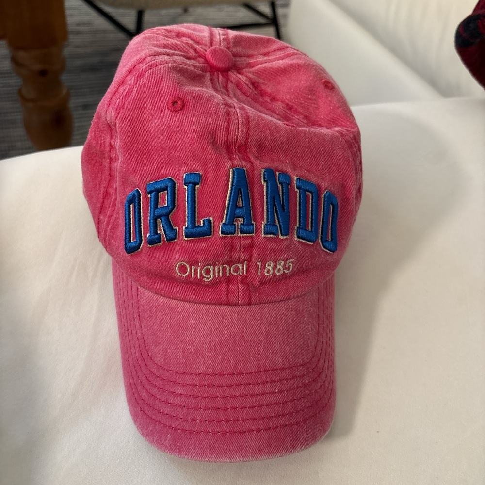 Robin Ruth Vibrant Pink Cap with Blue Orlando Embroidery